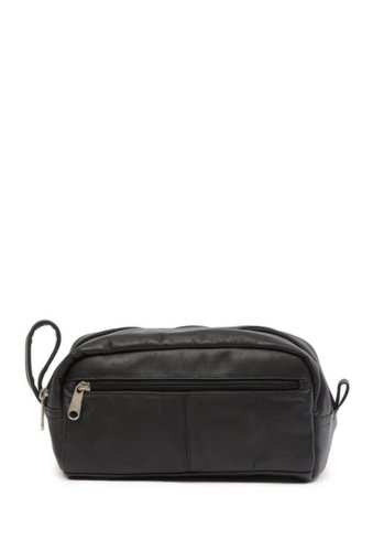 Accesorii femei david king co small leather double zip shave bag black