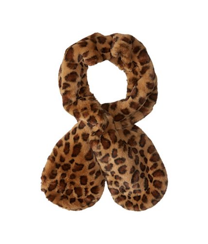 Accesorii femei echo design animal print faux fur pull-through scarf oatmeal
