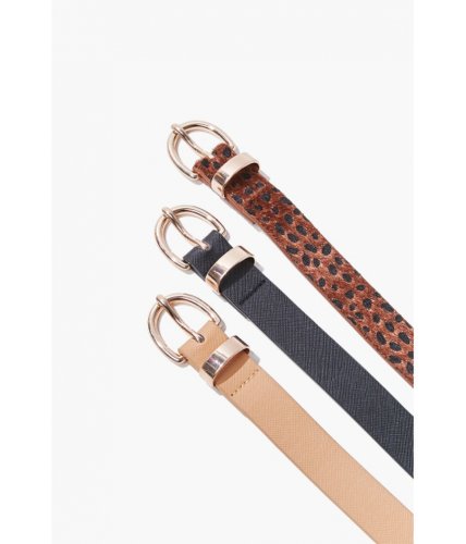 Accesorii femei forever21 faux leather belt set blacktaupe