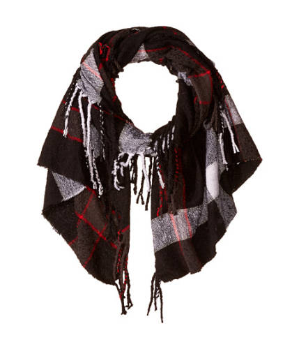 Accesorii femei free people valley plaid fringe scarf black