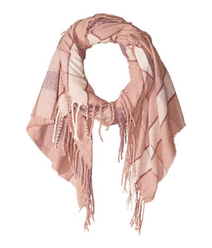 Accesorii femei free people valley plaid fringe scarf pink