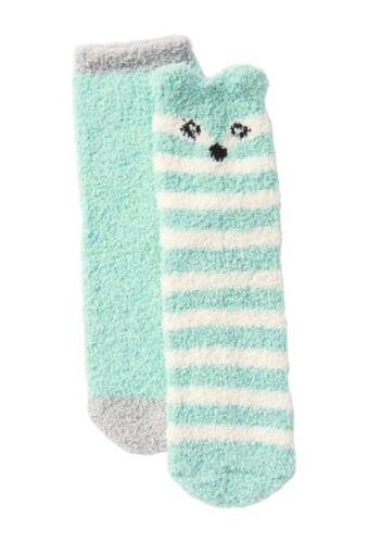 Accesorii femei free press patterned micro crew fuzzy socks - pack of 2 blue glass heather fox