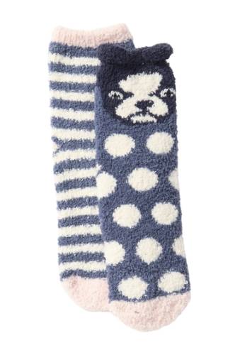 Accesorii femei free press patterned micro crew fuzzy socks - pack of 2 blue vintage frenchie
