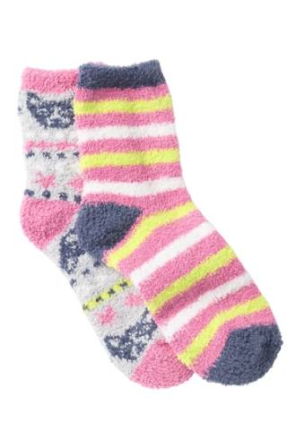 Accesorii femei free press patterned micro crew fuzzy socks - pack of 2 grey micro bow wow fairilse