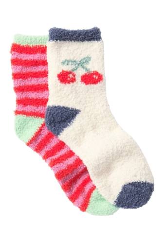 Accesorii femei free press patterned micro crew fuzzy socks - pack of 2 ivory egret cherry