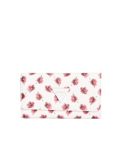 Accesorii femei guess abree printed slim wallet pink floral