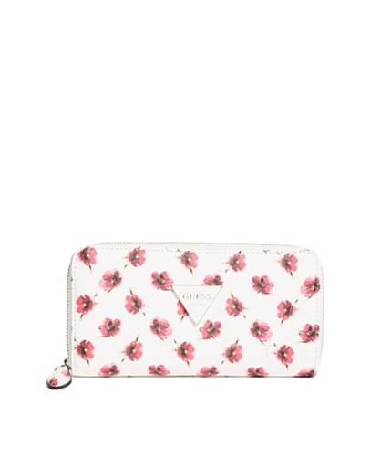Accesorii femei guess abree printed zip-around wallet pink floral