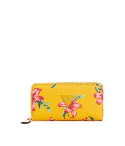 Accesorii femei guess abree printed zip-around wallet taupe multi