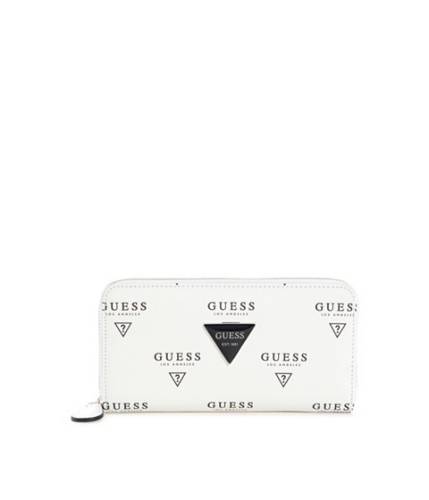 Accesorii femei guess abree printed zip-around wallet white