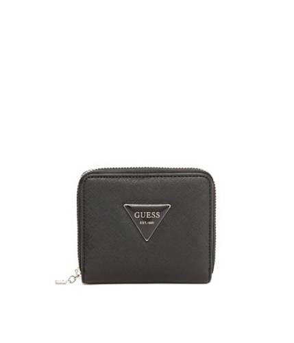 Accesorii femei guess abree small zip-around wallet black