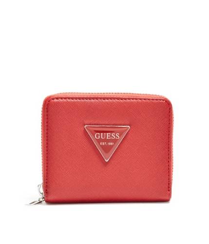 Accesorii femei guess abree small zip-around wallet red