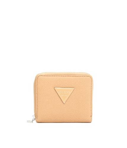 Accesorii femei guess abree small zip-around wallet tan