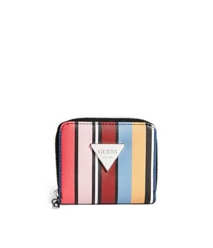Accesorii femei guess abree striped small wallet stripe