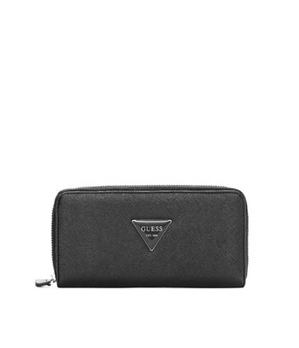 Accesorii femei guess abree zip-around wallet black