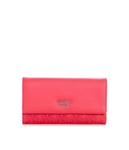 Accesorii femei guess ettie slim embossed wallet red