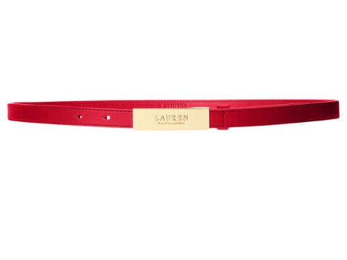 Accesorii femei lauren ralph lauren logo leather skinny belt rl 2000 red