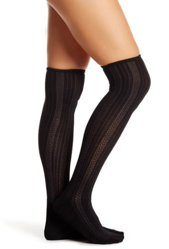 Accesorii femei shimera pillow sole knee high socks - pack of 2 scallop top chevron grey-black