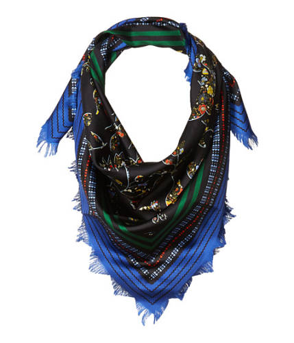 Accesorii femei tory burch sacred floral silk square scarf with fringe black