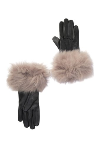 Accesorii femei ugg genuine shearling trim leather gloves stormy grey multi