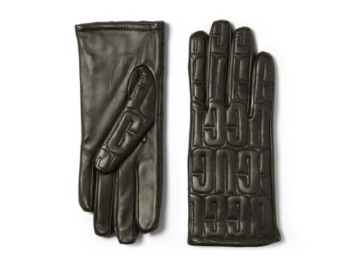 Accesorii femei ugg leather quilted logo gloves with conductive tech palm black