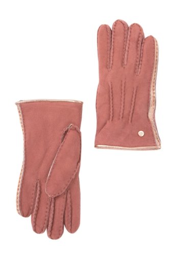 Accesorii femei ugg metallic leather trim genuine shearling lined gloves lantana pink