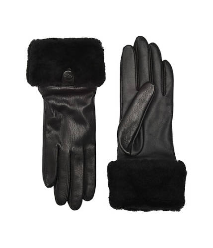 Accesorii femei ugg sheepskin cuff tech leather gloves black