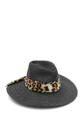 Accesorii femei vince camuto fabric braided band panama hat blackleop