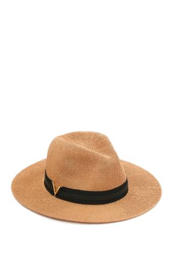 Accesorii femei vince camuto grosgrain faux leather band packable panama hat tan