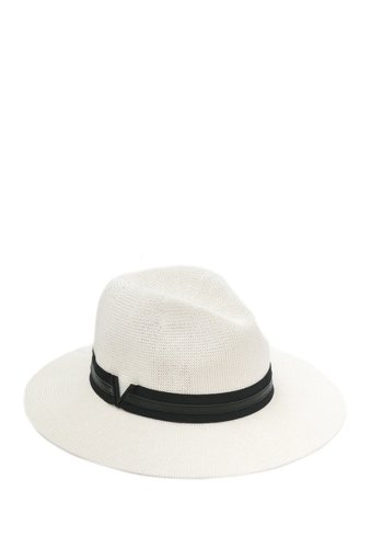 Accesorii femei vince camuto grosgrain faux leather band packable panama hat white