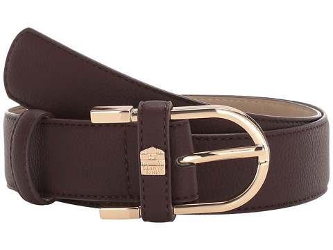 Accesorii femei vince camuto open bell buckle with feathered edge and tonal outline stitching chocolate brown