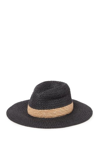 Accesorii femei vince camuto solid straw raffia panama hat black