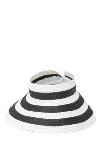 Accesorii femei vince camuto textured straw striped roll-up visor black white