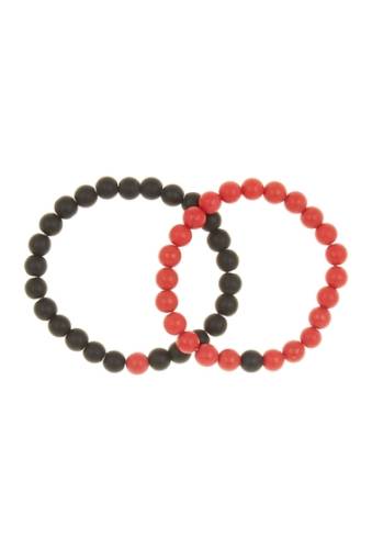 Bijuterii barbati 14th union beaded stretch bracelets - set of 2 black red