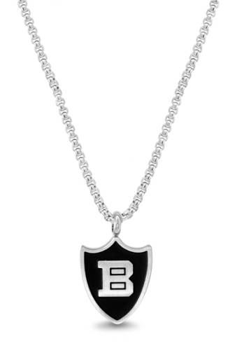 Bijuterii barbati ben sherman stainless steel logo pendant necklace silverblack