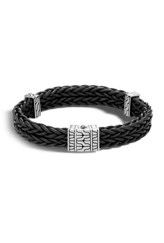 Bijuterii barbati john hardy mens sterling silver classic chain heritage double chain leather bracelet black