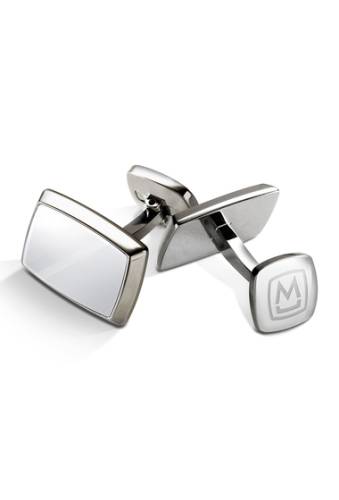 Bijuterii barbati m-clip polished rhodium tapered stainless steel cufflinks multi