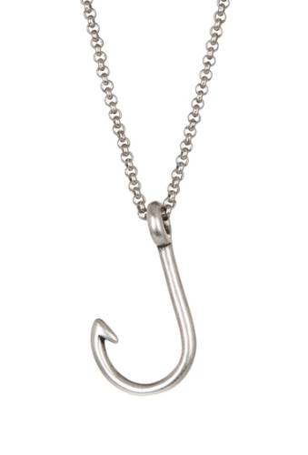 Bijuterii barbati steve madden fish hook pendant necklace burnished silver