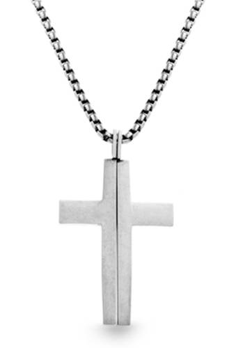 Bijuterii barbati steve madden splitting cross pendant necklace silver