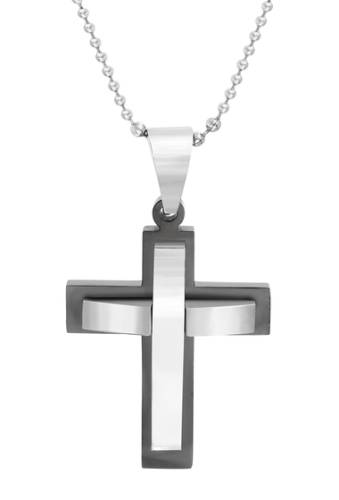 Bijuterii barbati steve madden stainless steel cross pendant necklace silver
