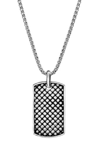 Bijuterii barbati steve madden textured mesh design dogtag pendant box chain necklace silver