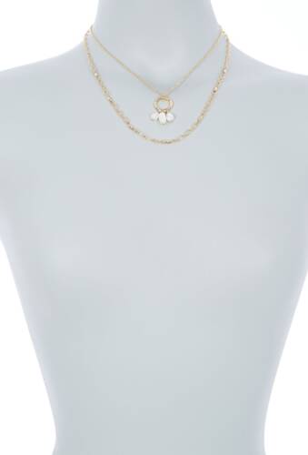 Bijuterii femei 14th union 2 layer faux pearl charm necklace white- gold