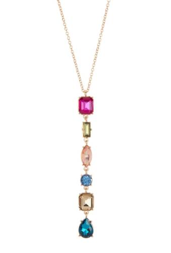 Bijuterii femei 14th union crystal y-shape chain necklace blue multi- gold