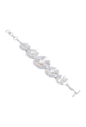 Bijuterii femei adami martucci sterling silver 6-10mm freshwater pearl lily pad bracelet sterling silver