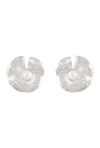 Bijuterii femei adami martucci sterling silver 6mm freshwater pearl lily pad stud earrings sterling silver
