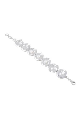 Bijuterii femei adami martucci sterling silver 6mm freshwater pearl slim lily pad bracelet sterling silver
