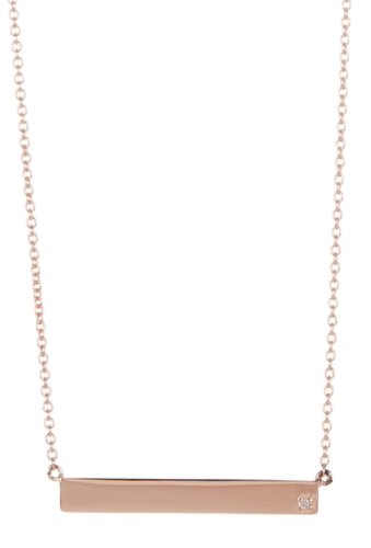 Bijuterii femei adornia 14k rose gold plated diamond bar pendant necklace - 001 ctw pink