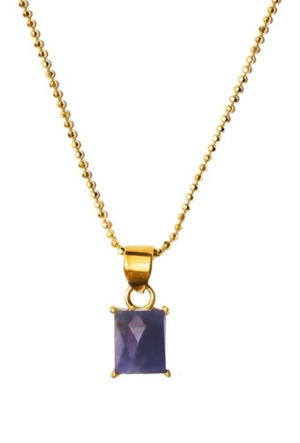 Bijuterii femei adornia 14k yellow gold vermeil baguette-cut blue sapphire pendant necklace blue