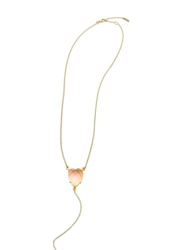 Bijuterii femei adornia 14k yellow gold vermeil heart-cut rose quartz y-necklace pink