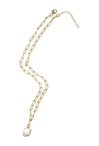 Bijuterii femei adornia 14k yellow gold vermeil jagged cut moonstone link chain pendant necklace white