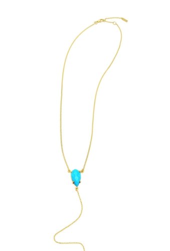 Bijuterii femei adornia 14k yellow gold vermeil pear-cut turquoise y-necklace blue